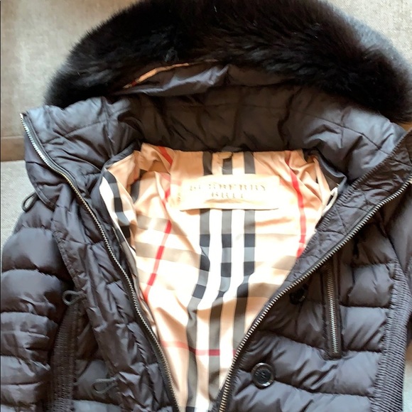 Burberry Brit Fox Fur down jacket Sz M - Picture 4 of 6